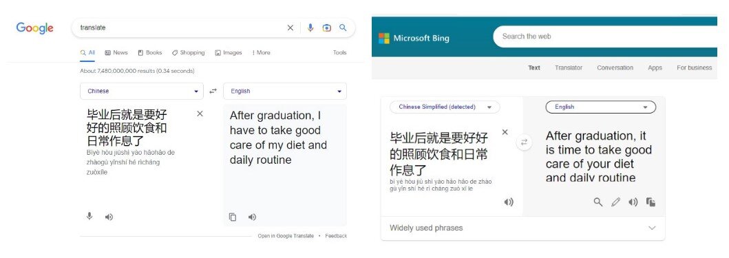 Google vs Bing on Translation